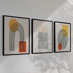 Kit Quadros Decorativos Geométrico com linhas II