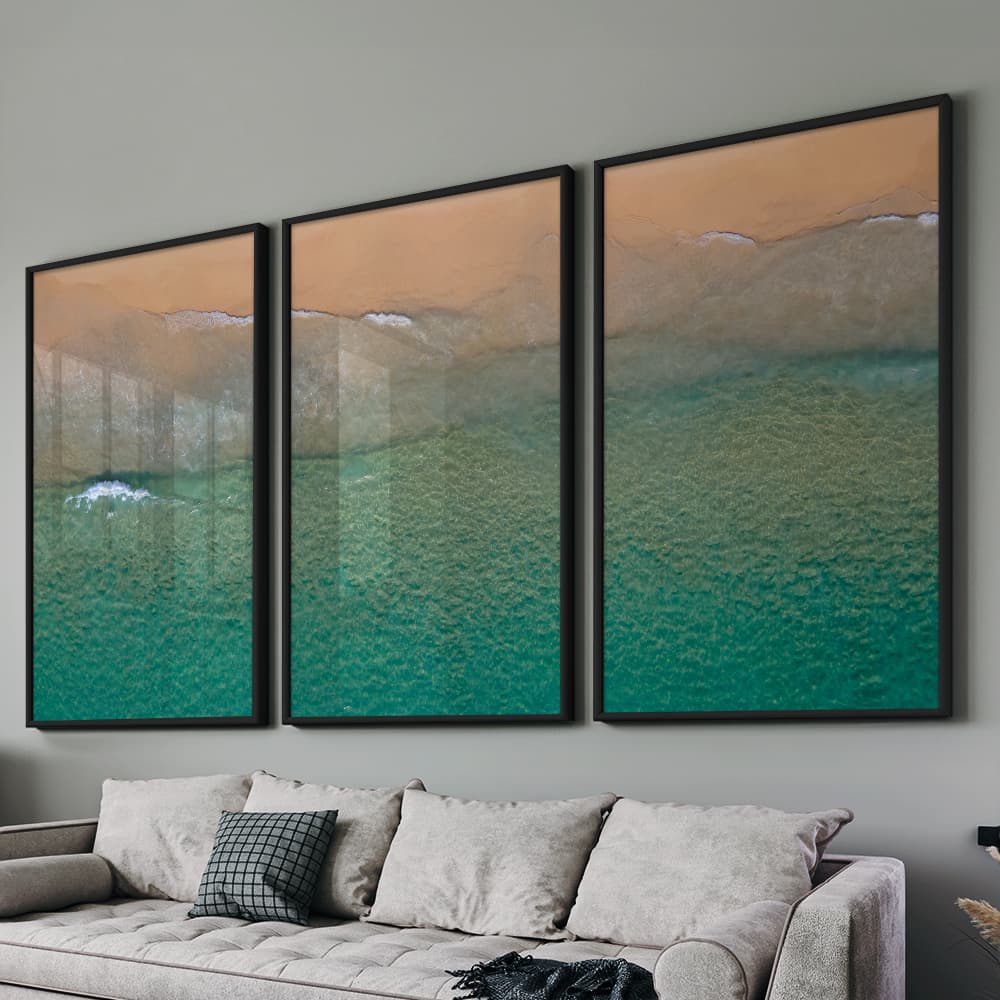 Kit Quadros Decorativos Praia e Mar Vista do Mar II Água Cristalina
